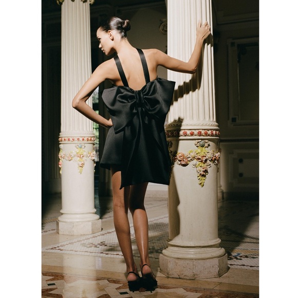 Zara BOW TRIM VOLUMINOUS SATIN EFFECT MINI DRESS - Picture 7 of 13